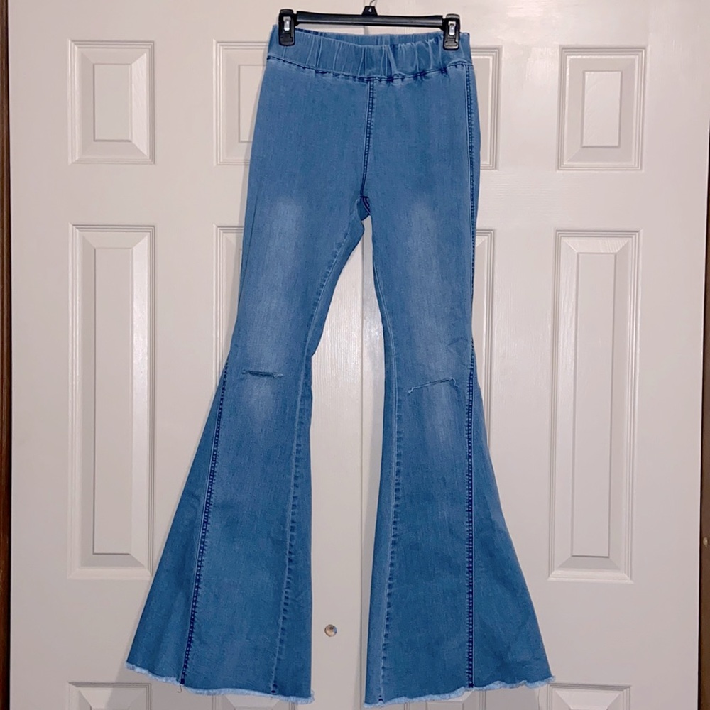 Distressed Bell Bottom Jeans
